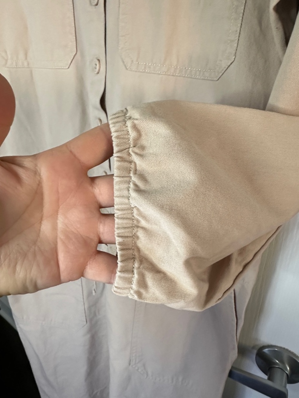Aerie Tan blush pink Utility Jumpsuit ruffle edge women’s size M waist - Picture 7 of 10